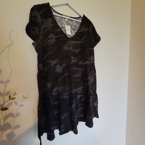 Black Camo Tiered Babydoll Dress